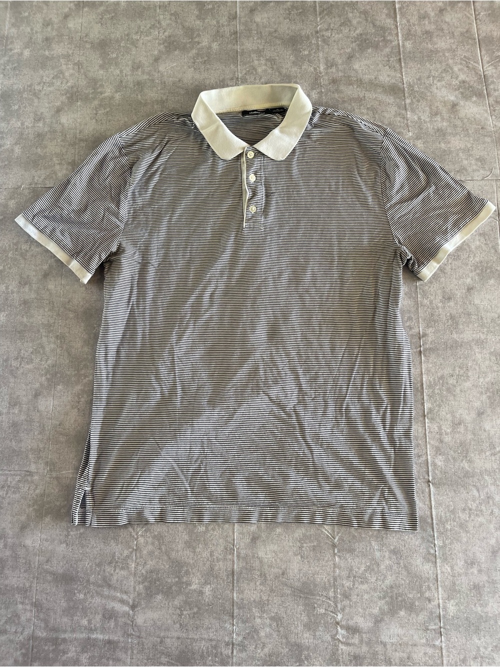 Claiborne Gray and White Striped Polo Shirt
